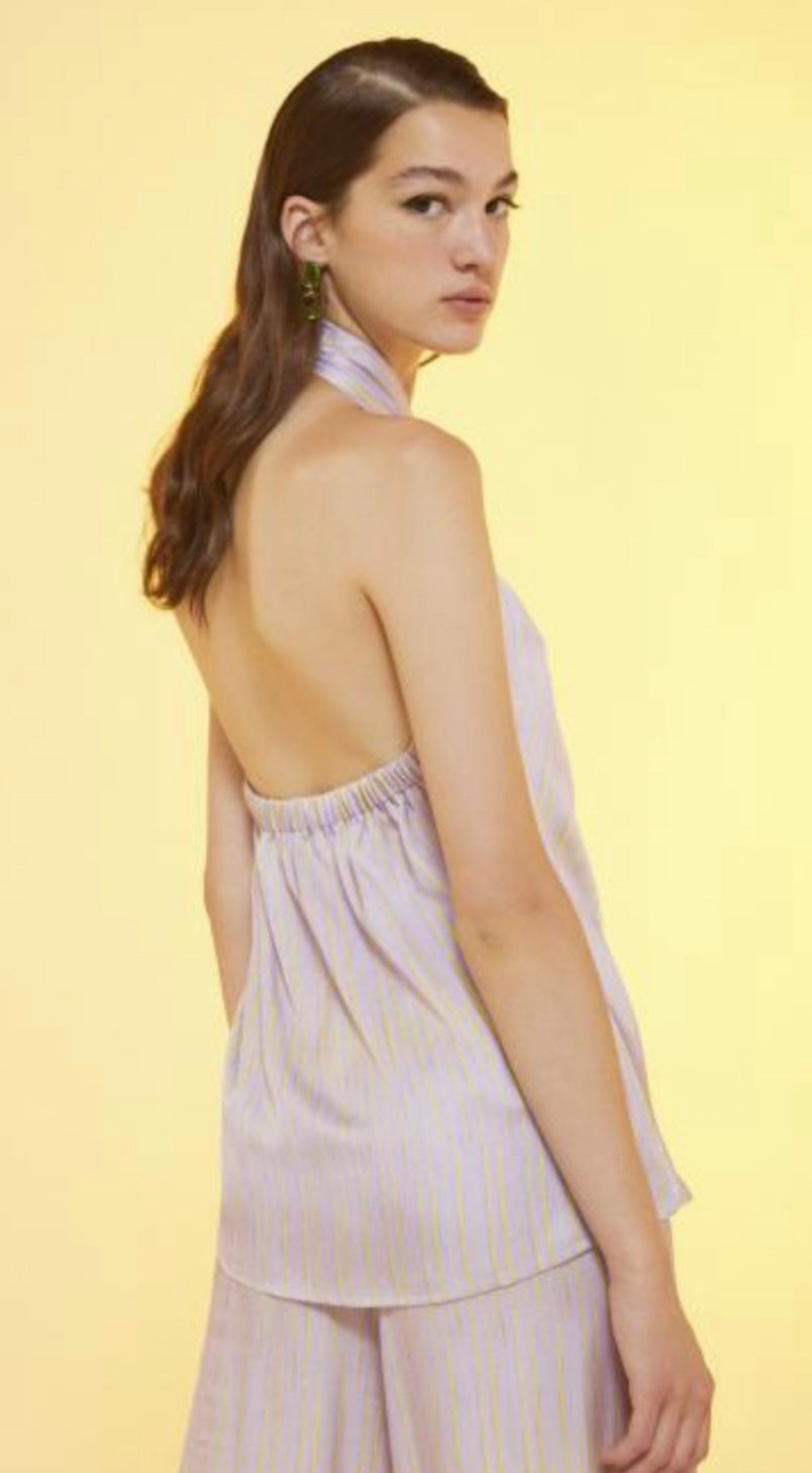Ottodame Lilac & Lime Silk Halterneck