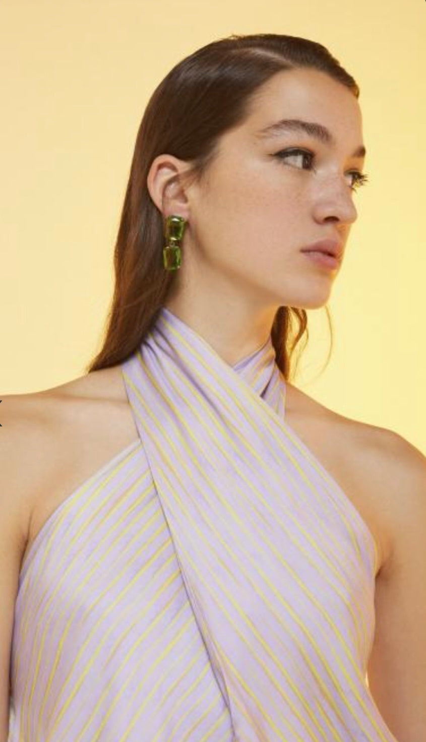 Ottodame Lilac & Lime Silk Halterneck