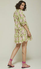 Ottodame Sage Green Floral Floral Mini Dress