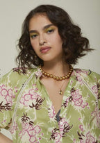 Ottodame Sage Green Floral Floral Mini Dress