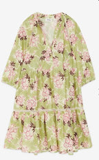Ottodame Sage Green Floral Floral Mini Dress