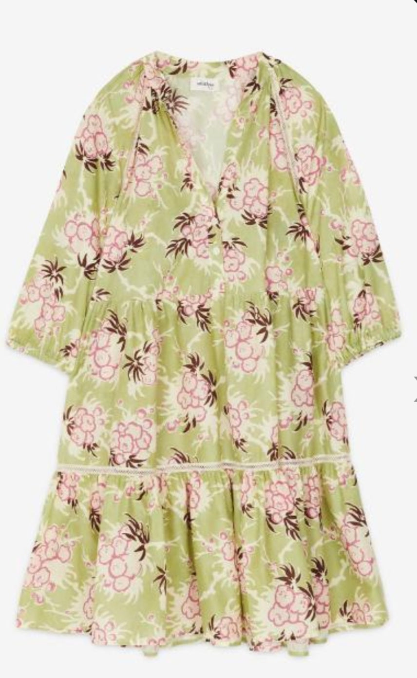 Ottodame Sage Green Floral Floral Mini Dress