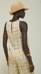 Ottodame Pink , Gold & Lime Green Satin Top