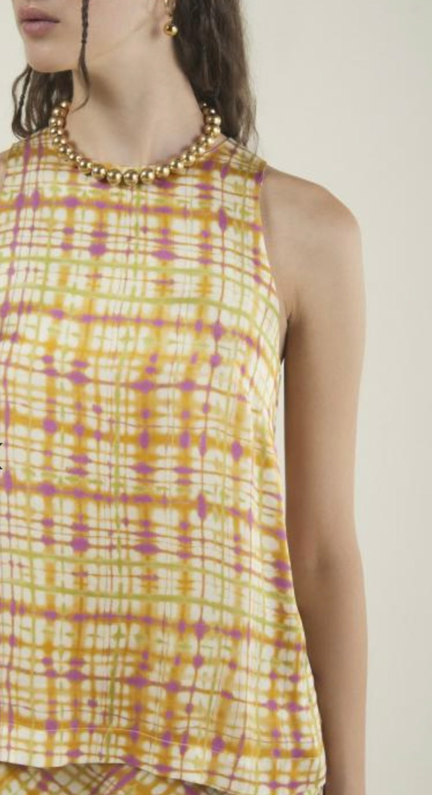 Ottodame Pink , Gold & Lime Green Satin Top