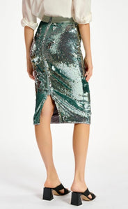 Essentiel Antwerp Aqua Sequin Pencil Skirt