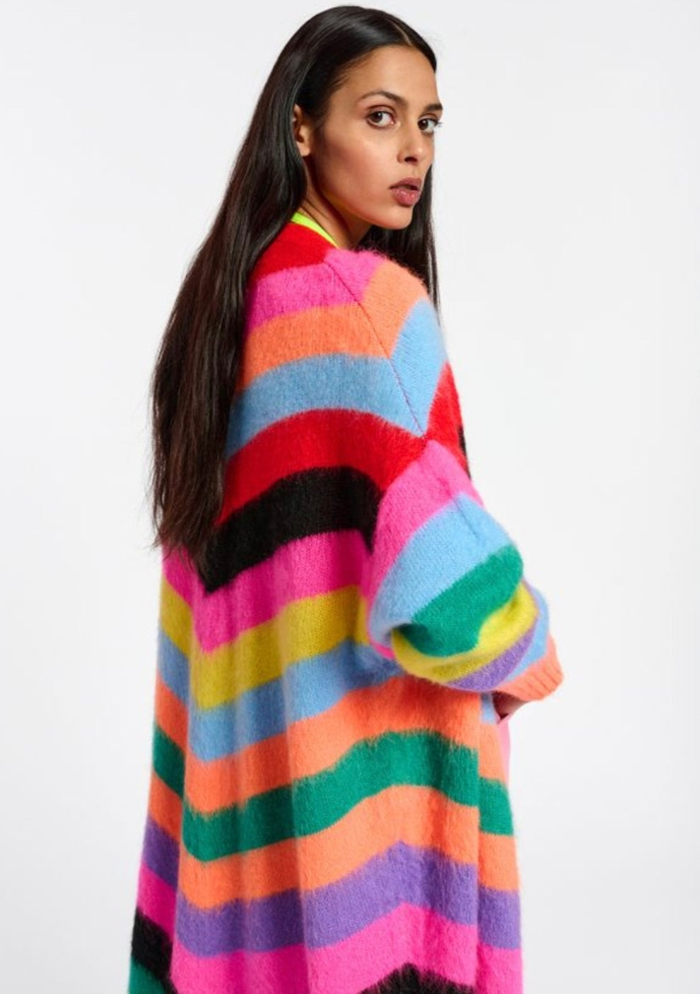 Essentiel Antwerp Multicoloured Stripe Long Cardigan
