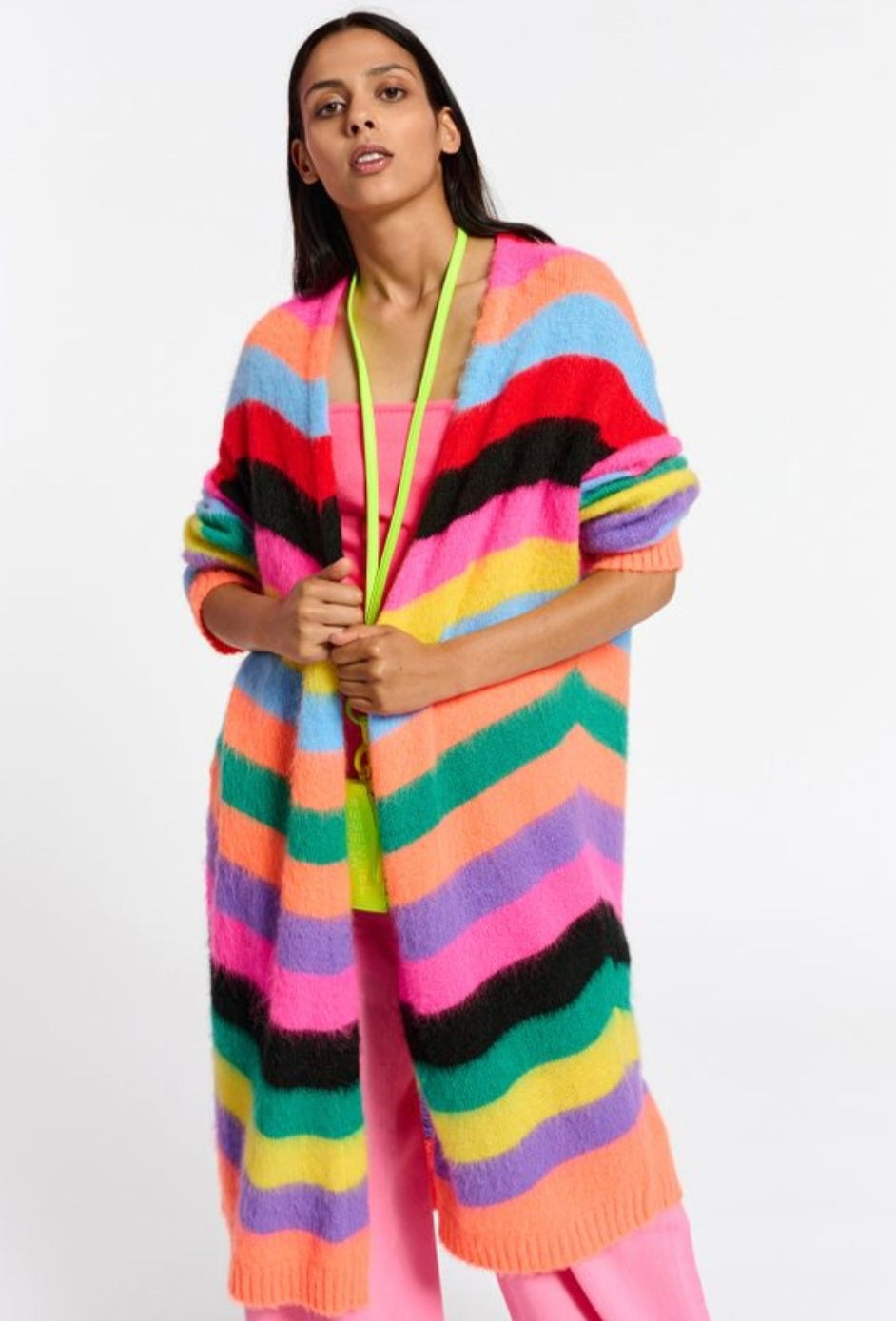 Essentiel Antwerp Multicoloured Stripe Long Cardigan