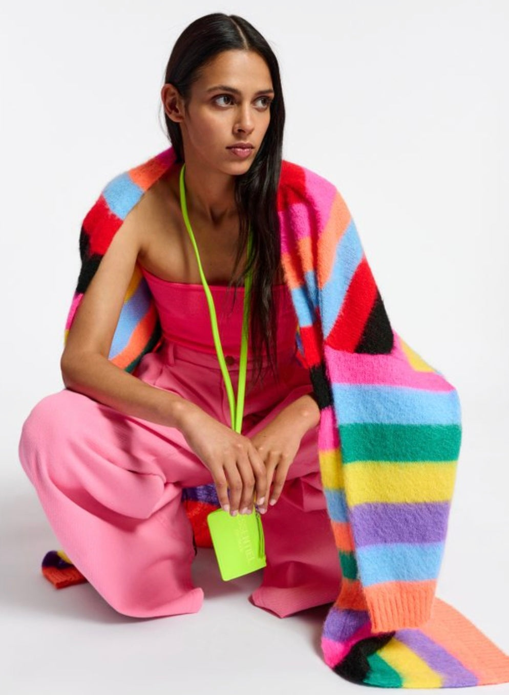 Essentiel Antwerp Multicoloured Stripe Long Cardigan