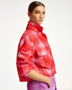 Essentiel Antwerp  Pink Check Cropped Jacket
