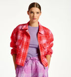 Essentiel Antwerp  Pink Check Cropped Jacket