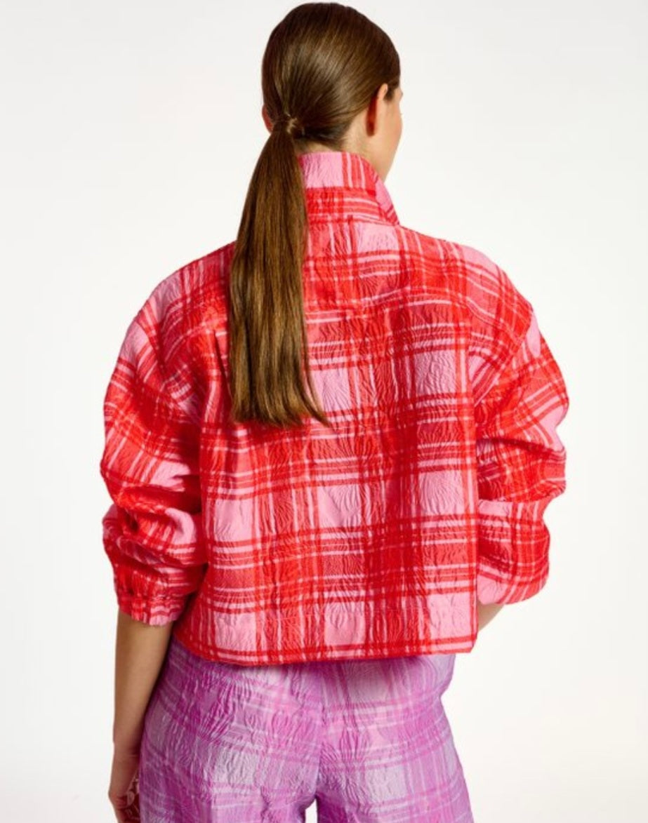 Essentiel Antwerp  Pink Check Cropped Jacket