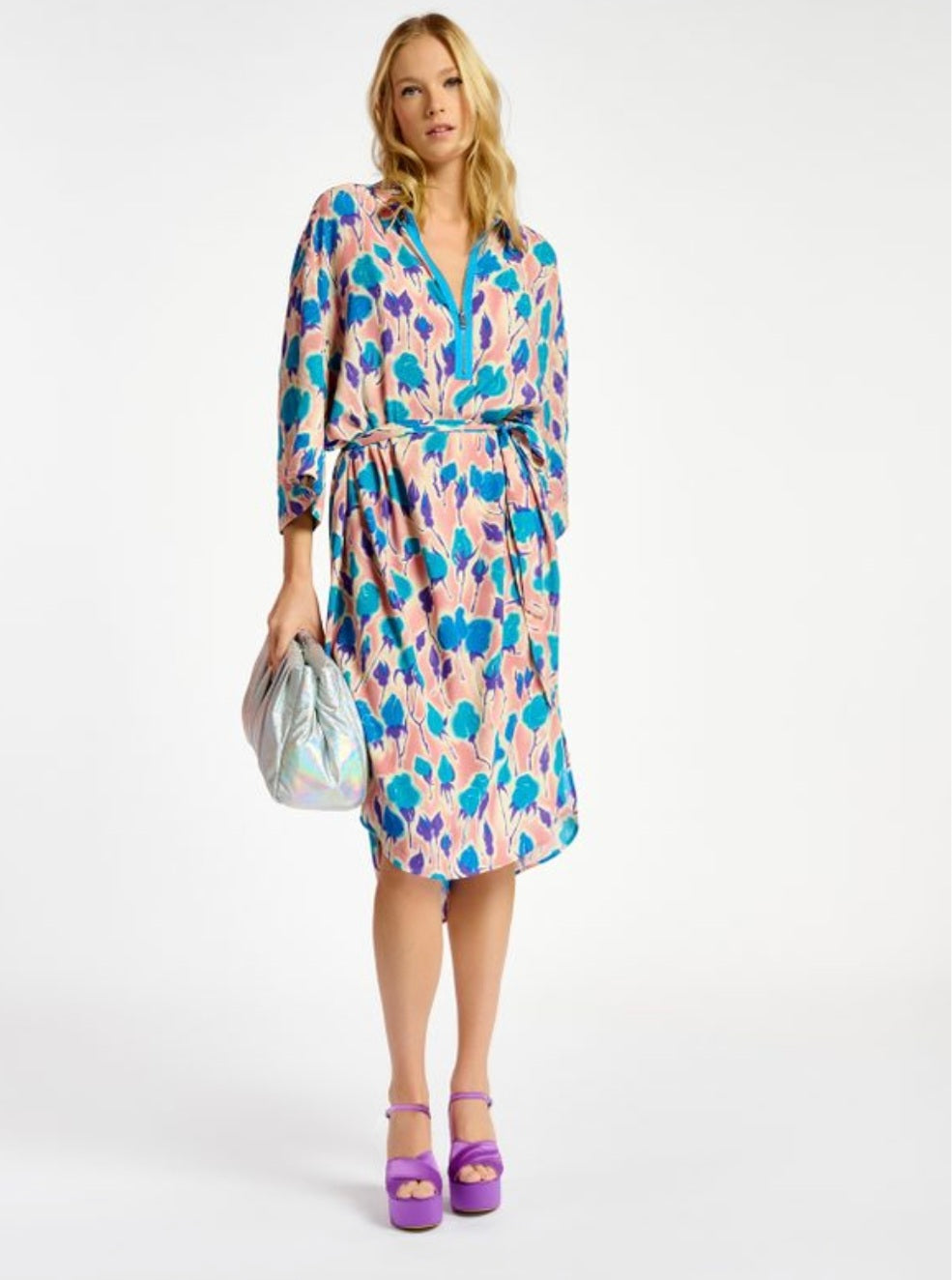 Essentiel Antwerp Large Silver Clutch Bag