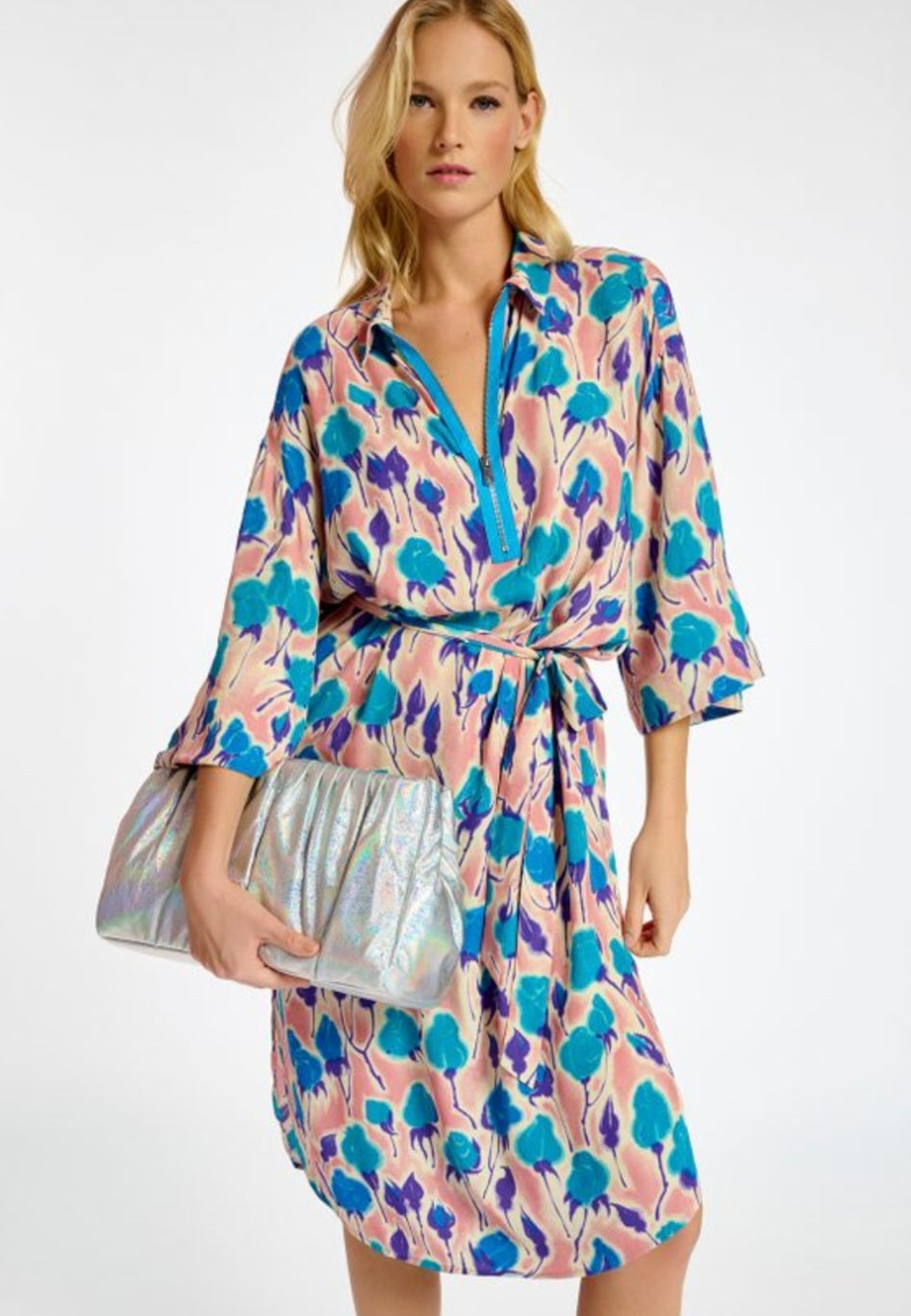 Essentiel Antwerp Large Silver Clutch Bag