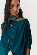 Load image into Gallery viewer, Beatrice B Teal Asymetric Silk Top

