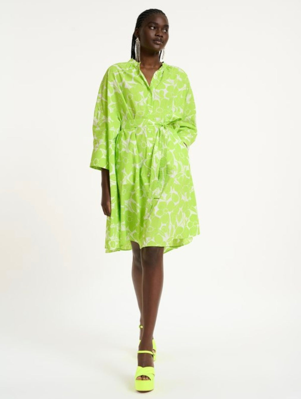 Essentiel Antwerp Neon Green Shirt Dress