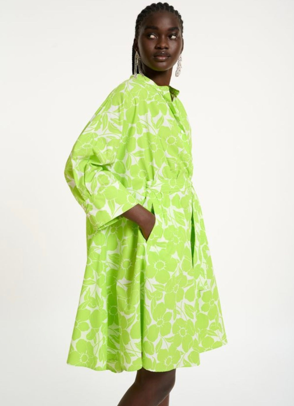 Essentiel Antwerp Neon Green Shirt Dress