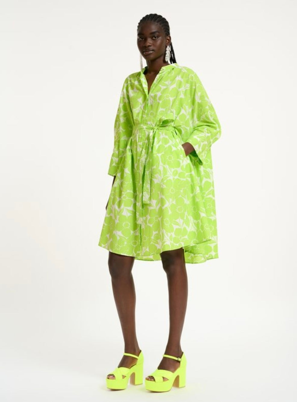 Essentiel Antwerp Neon Green Shirt Dress