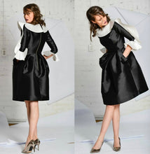 Load image into Gallery viewer, Ludmila Corlateanu Couture Raw Silk Black &amp; White Structural Dress
