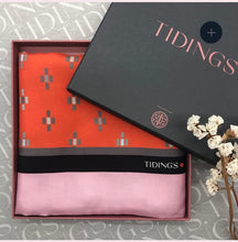 Load image into Gallery viewer, Tidings Long Silk Scarf, “Live ,Love , Laugh”
