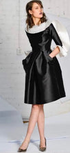Load image into Gallery viewer, Ludmila Corlateanu Couture Raw Silk Black &amp; White Structural Dress
