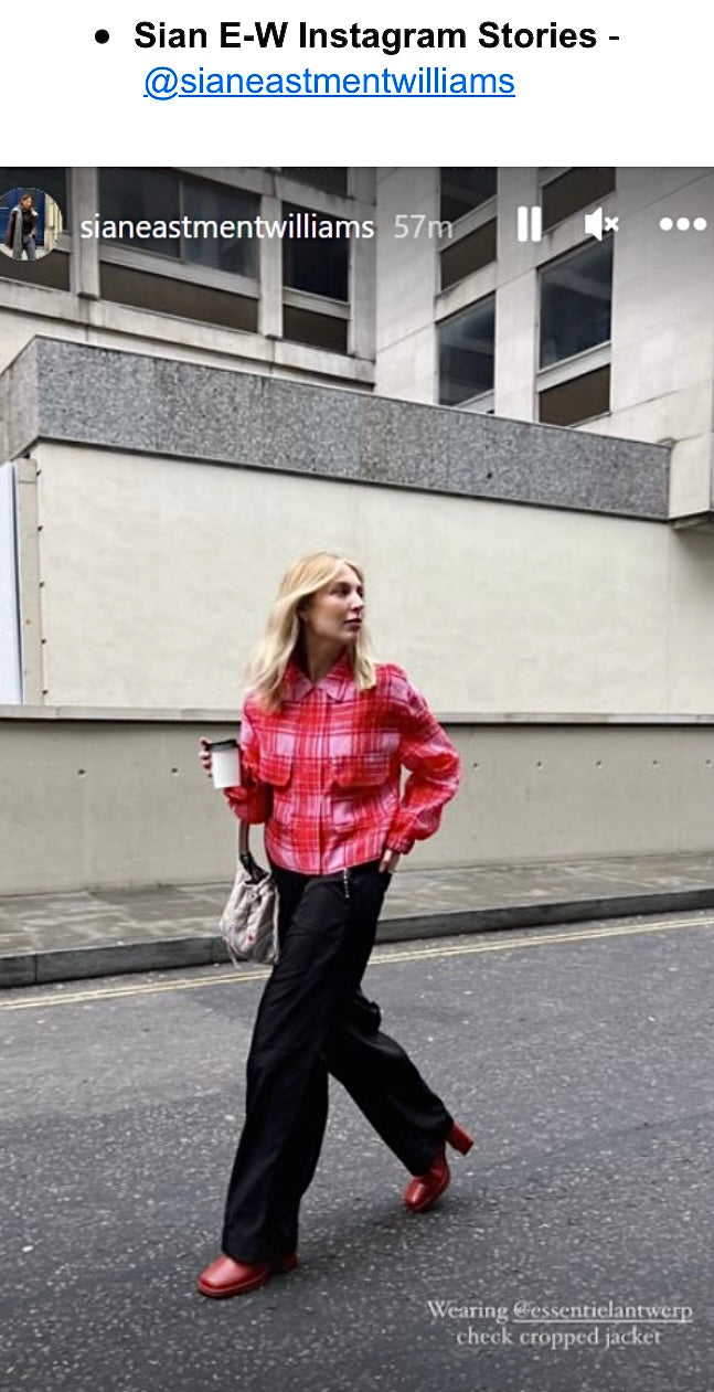 Essentiel Antwerp  Pink Check Cropped Jacket