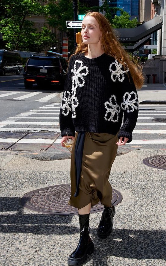 Essentiel Antwerp Black Chunky Ribbed Knit Jumper