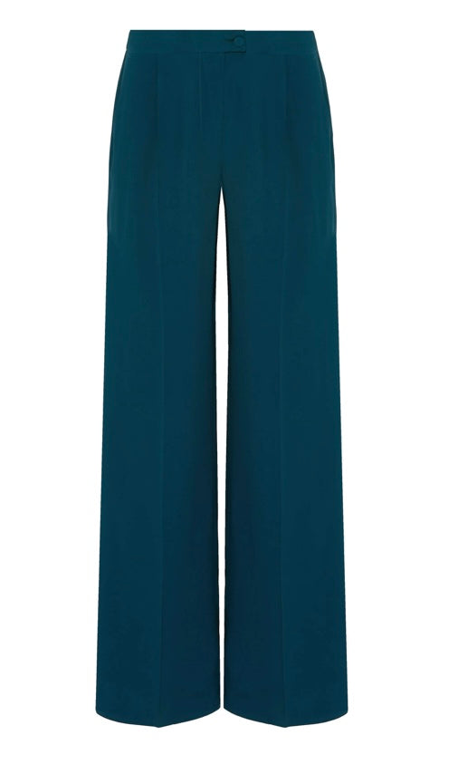 Beatrice B Teal Silk Blend Palazzo Pants