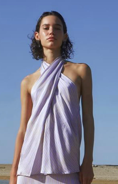 Ottodame Lilac & Lime Silk Halterneck
