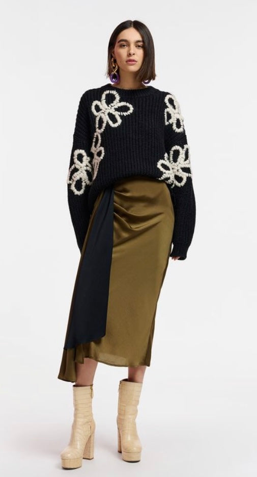 Essentiel Antwerp Black Chunky Ribbed Knit Jumper