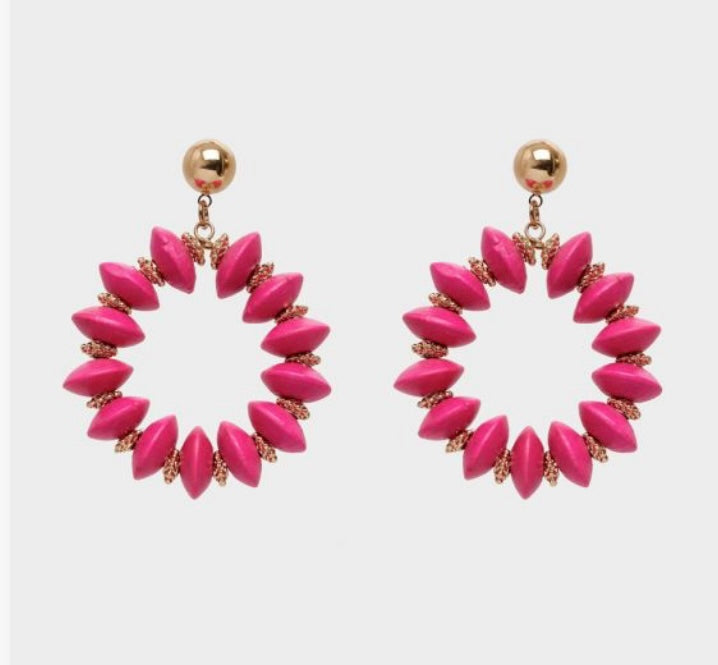 Nali Neon Pink Circle Earrings