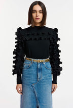 Essentiel Antwerp Black Knit Ruffled Jumper