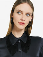 Otto’dame Satin Shirt with Bead Tassle Collar