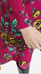 Pink Floral Long Sleeve Dress