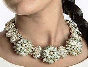 St. Erasmus White , Gold & Crystal Necklace