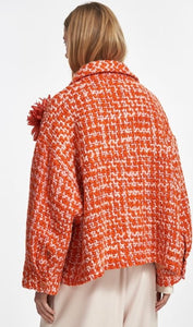 Essentiel Antwerp Orange and Cream Wool Tweed Jacket