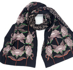 Tidings Silk & Wool Opera / Evening Scarf “Bloom with Grace “