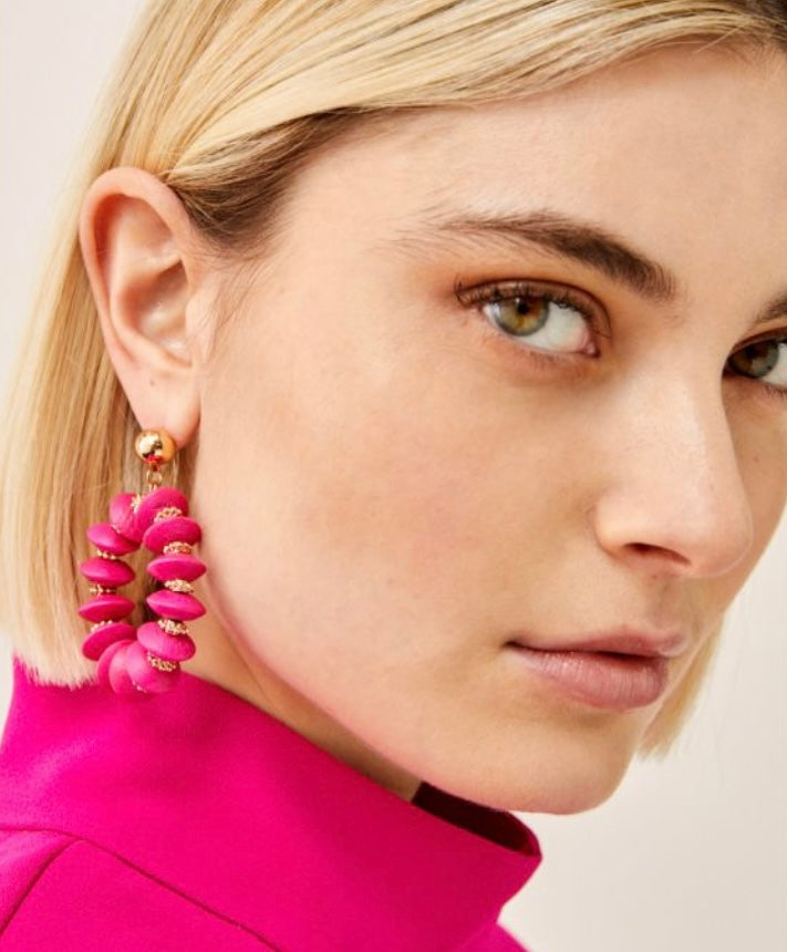 Nali Neon Pink Circle Earrings