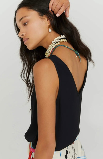 Beatrice B Flared Chocolate Silk Top