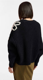Essentiel Antwerp Black Chunky Ribbed Knit Jumper