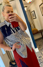 Essentiel Antwerp Navy Stripe Tassle Shirt