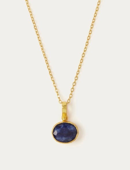 Ottoman Hands Gold Sapphire Pendant Necklace