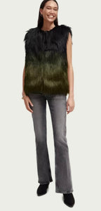 Scotch & Soda Green / Black Faux Fur Gilet