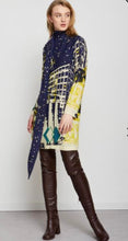 Load image into Gallery viewer, Otto’dame Midnight &amp; Neon Lime Shift Dress With scarf
