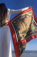 Load image into Gallery viewer, Tidings Large Orange “Outrageous “ Silk Scarf
