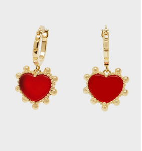 Nali 14k Gold Plated Red Heart Earrings