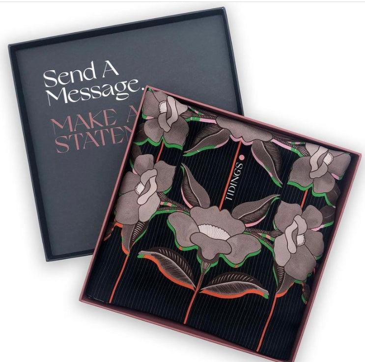 Tidings Silk & Wool Opera / Evening Scarf “Bloom with Grace “