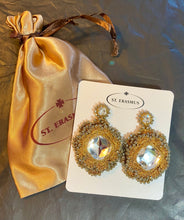 Load image into Gallery viewer, St. Erasmus Large Gold &amp; Crystal Earrings
