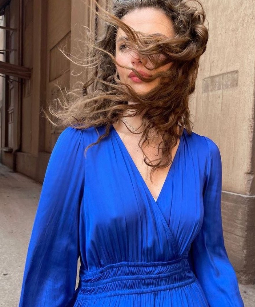 RDF Cobalt Blue Tiered Midi Dress