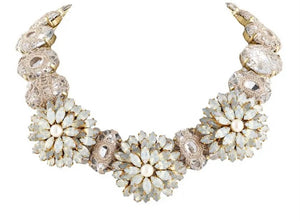 St. Erasmus White , Gold & Crystal Necklace