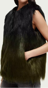 Scotch & Soda Green / Black Faux Fur Gilet